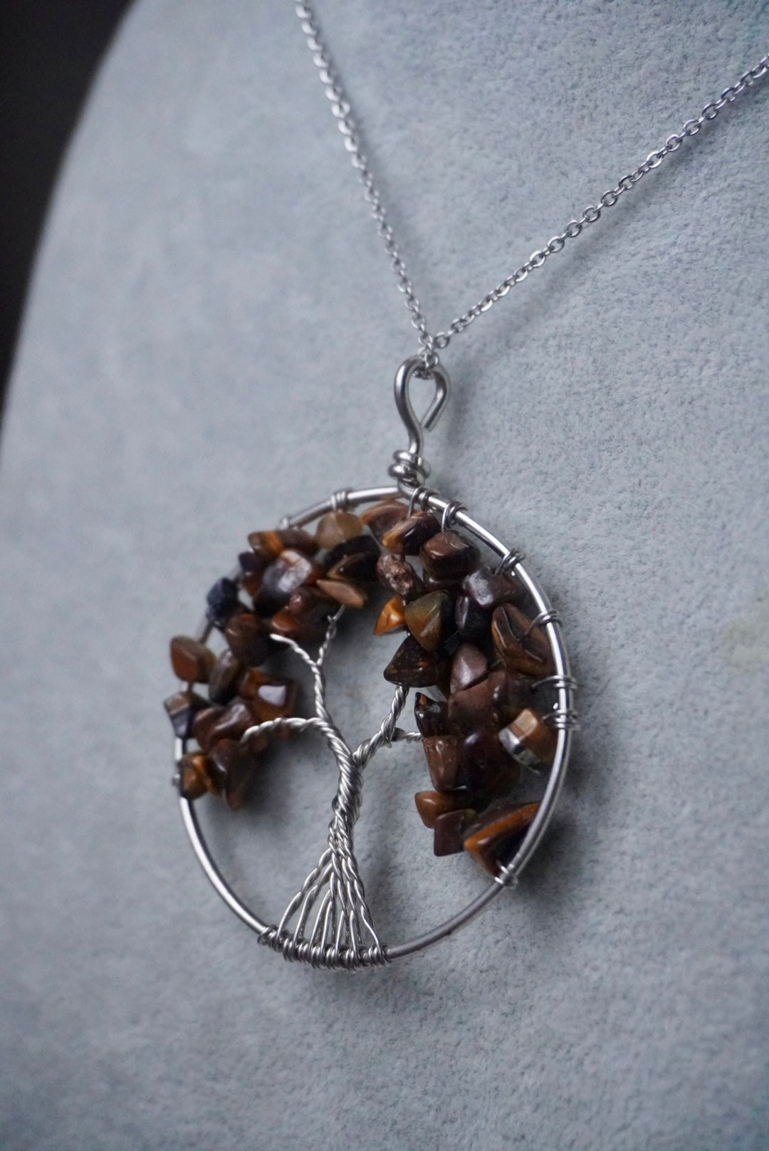 Tiger's Eye Tree Necklace