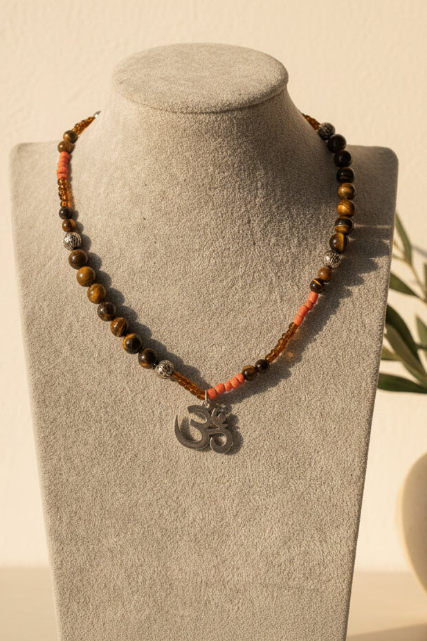 Tiger's Eye "Om Symbol" Necklace