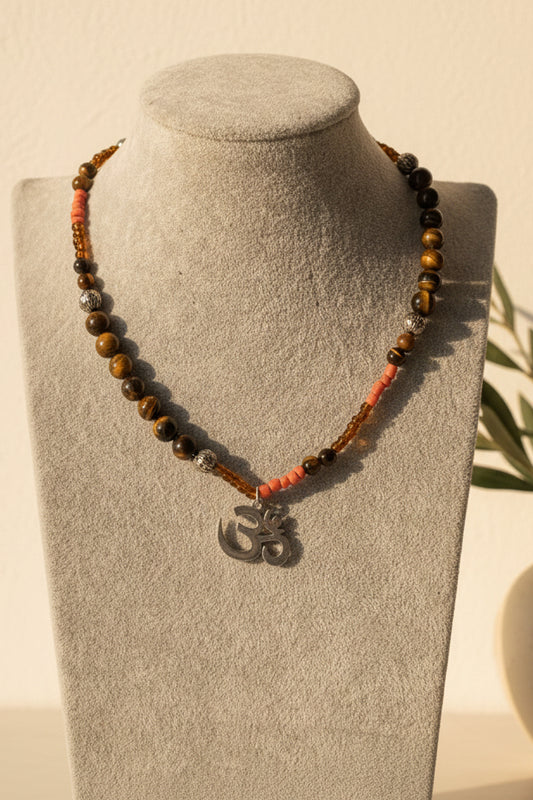 Collar Ojo de tigre “Simbolo Om”