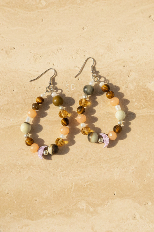 Pendientes Ojo de tigre y Amazonita